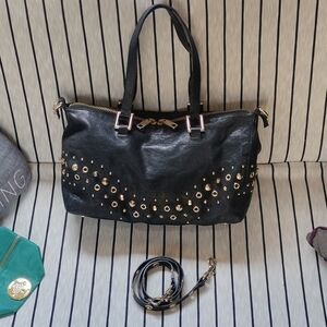 Vintage Juicy Couture Black Satchel Bag with Gold Studs & Accents